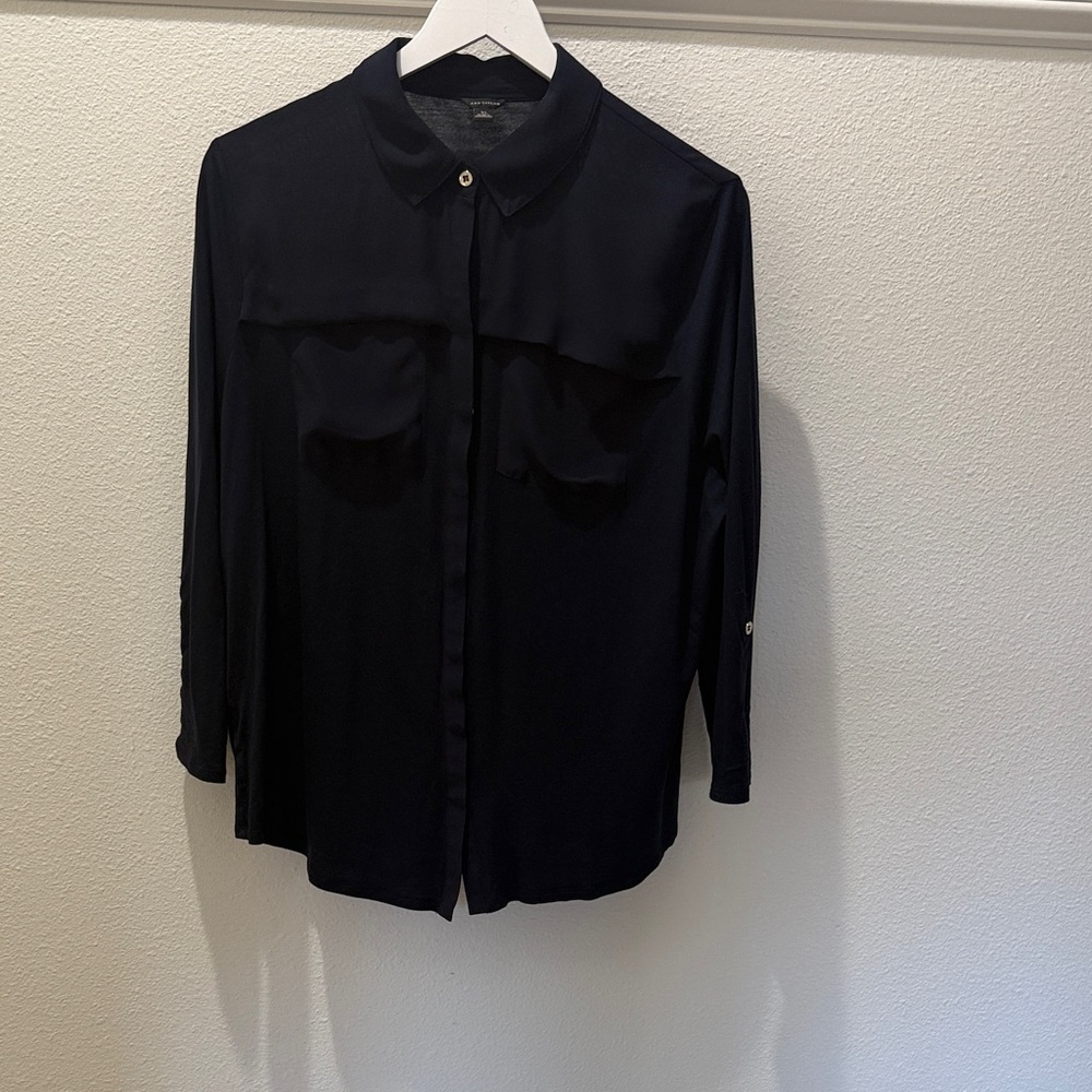 Ann Taylor Navy Blue Button Down Shirt